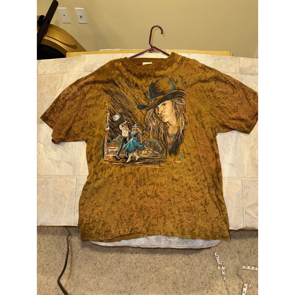 Vintage Ragtops Western American T Shirt XL Double Stitch Cowgirl Moonlight